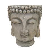 Cache pot en magnésie NAN - H.43 cm - Tête bouddha 