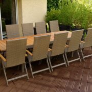 Salon de jardin:Table aluminium 200 / 300 cm MARBELLA + 10 Fauteuils