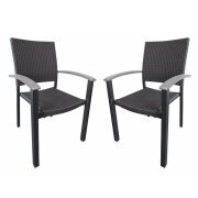 Lot de 2 fauteuils aluminium gris BARCELONA 