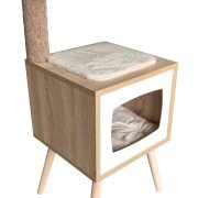 Arbre à chat design 1 plateforme en bois hauteur 92 cm Plume