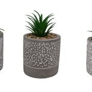 Lot de 3 plantes artificielles pot en ciment 11 cm YALA