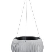 Pot rond en plastique BOWL à suspendre - D.37cm - 9L - Gris béton