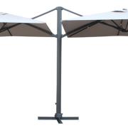 Parasol Double Déporté en Aluminium MAJESTY - 3x3m Coloris Gris galet