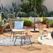 Fauteuil + repose pieds rotin naturel KUTA